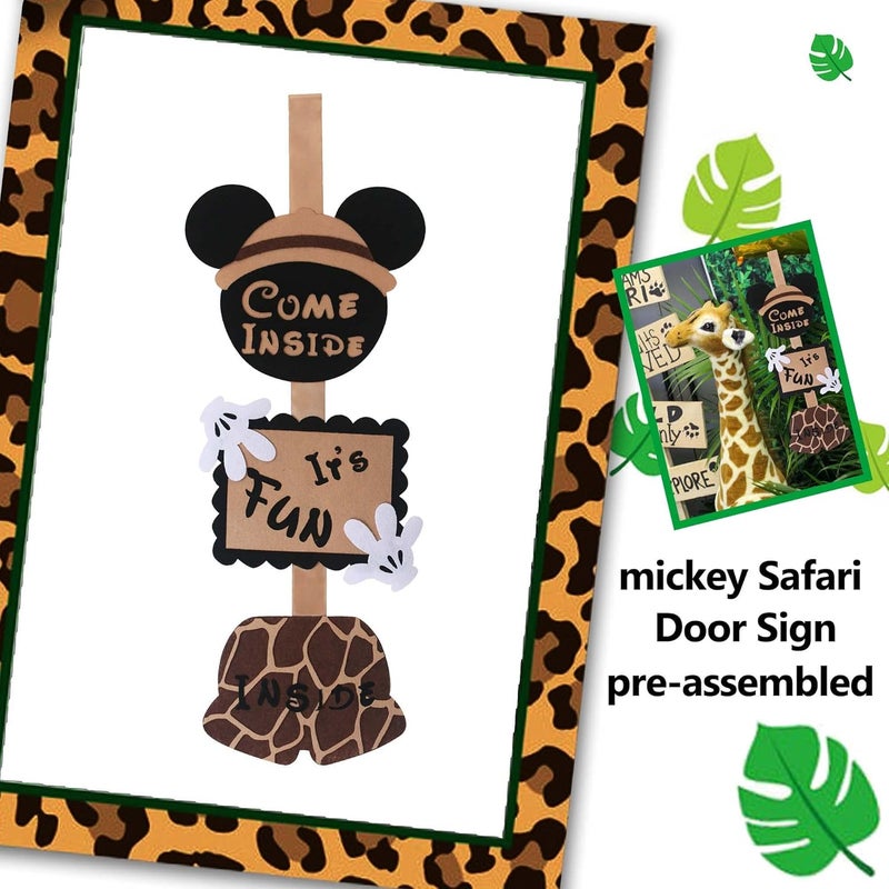 Vignye Mouse Safari Birthday Door Sign, Animal Safari Party Decorations Kid's Birthday Party Baby Shower for Boy & Girl- Come Inside Its Fun Inside - Image 1